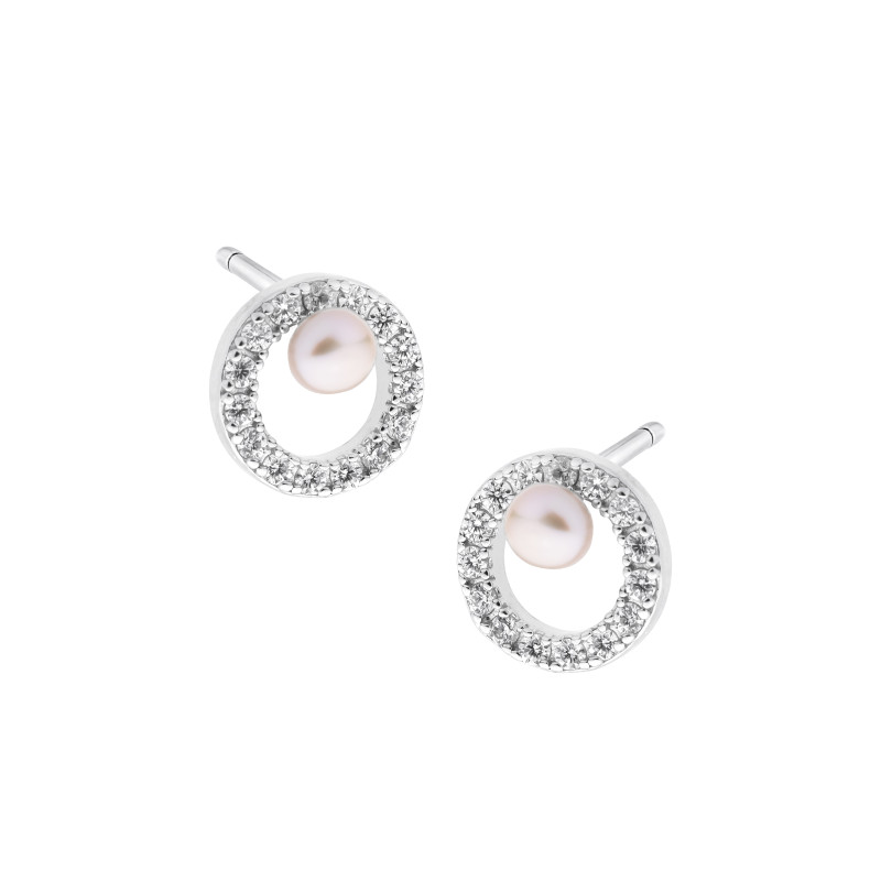 Srebrne kolczyki 925 Perła w kole