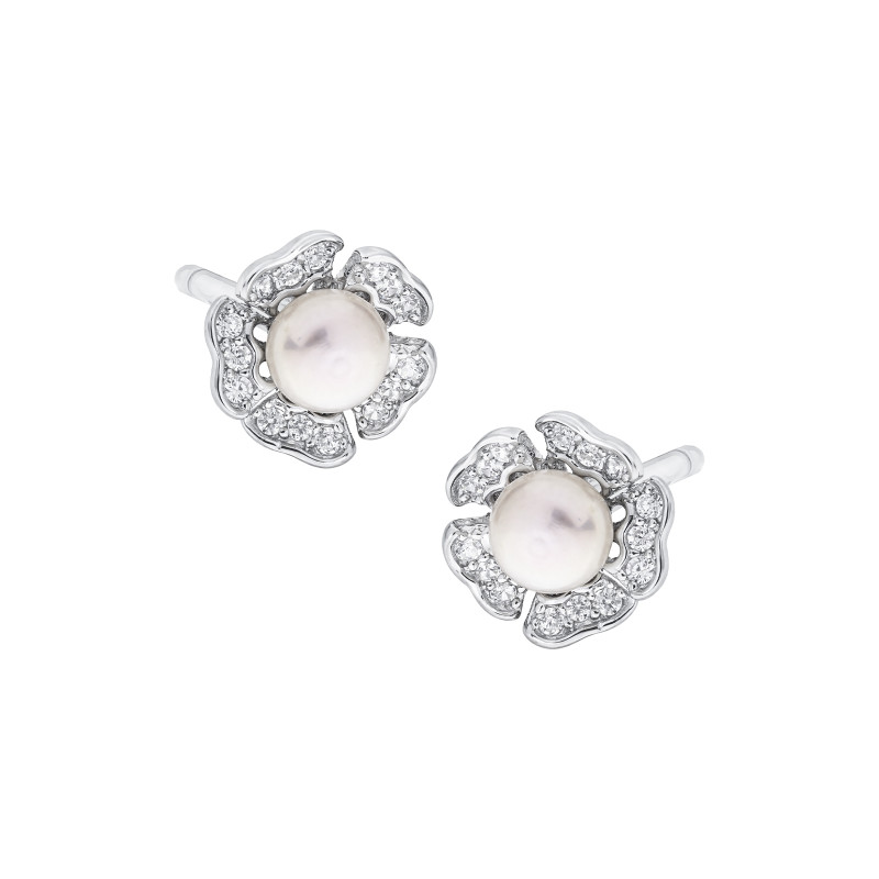 Srebrne kolczyki 925 Perła w kwiatku