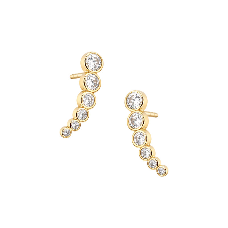 Srebrne pozłacane kolczyki 925 Sześć Cyrkonii