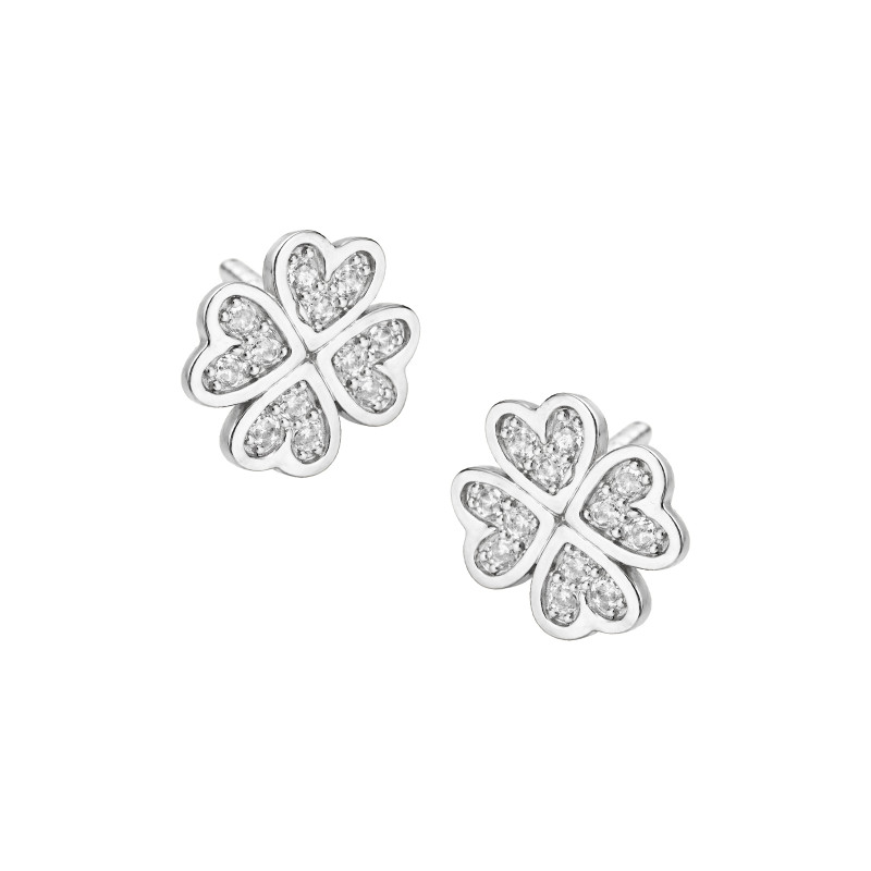 Srebrne kolczyki 925 Koniczyna Luck