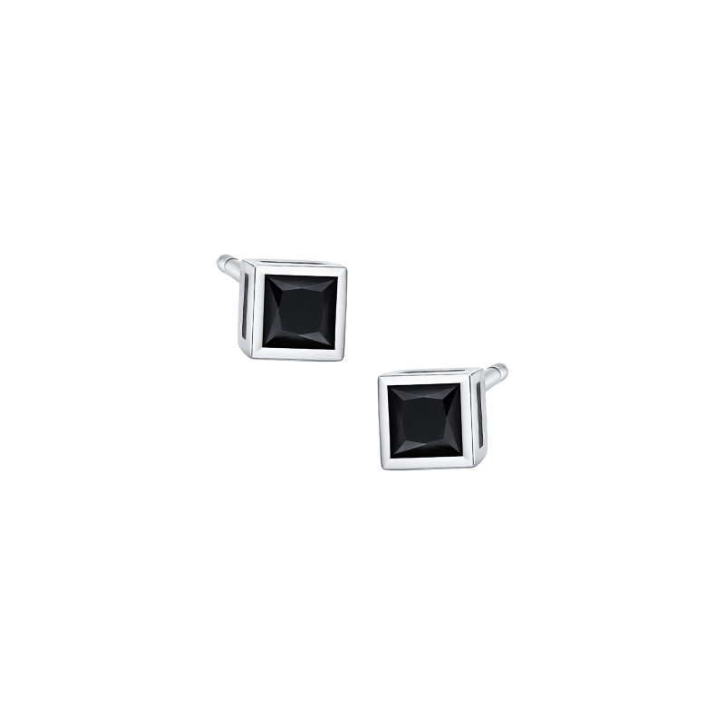 Srebrne kolczyki 925 Czarny Kwadrat Medium