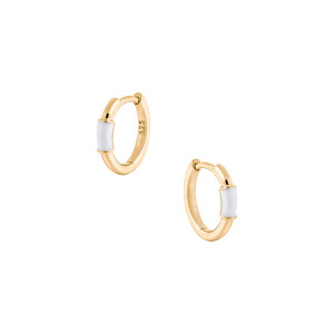 Srebrne pozłacane kolczyki 925 Koła z białym paskiem