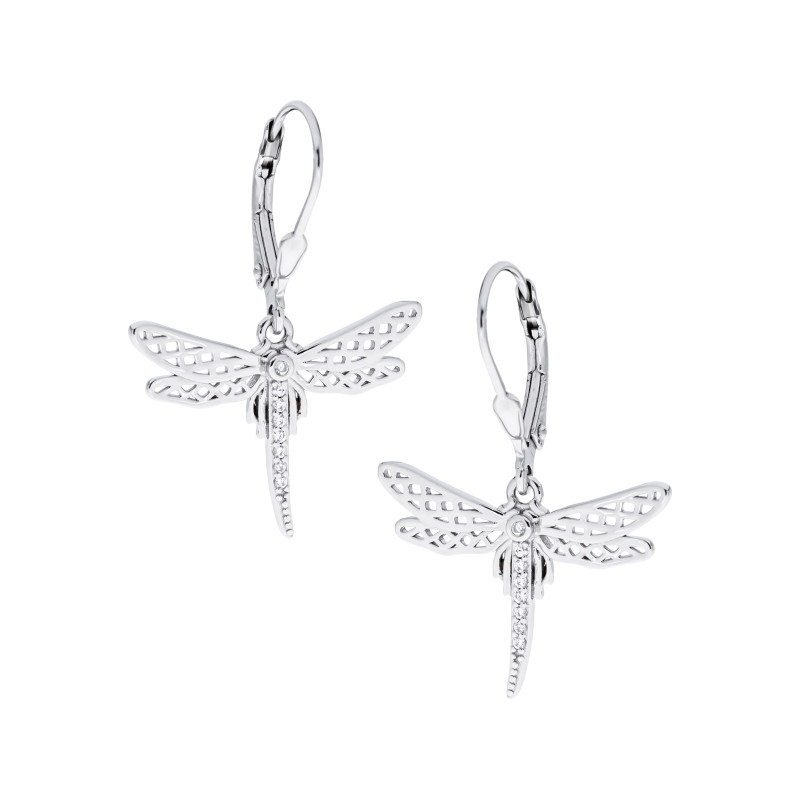 Srebrne kolczyki 925 Ważki ażurowe wiszące