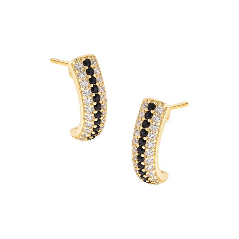 Srebrne pozłacane kolczyki 925 Blaszki zawinięte cyrkonie