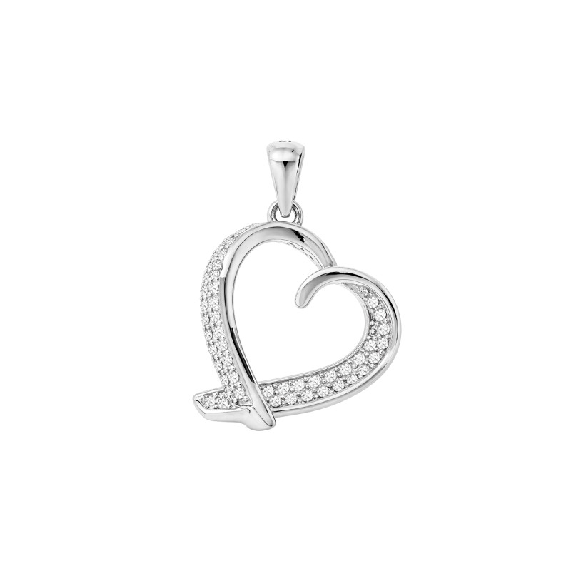 Srebrna zawieszka 925 serce 3D cyrkonie