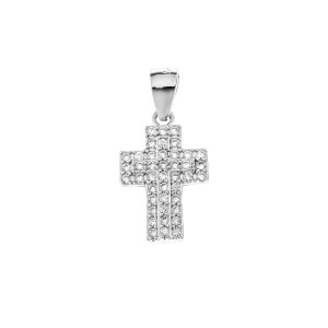 Srebrna zawieszka 925 krzyżyk drobne cyrkonie komunia prezent