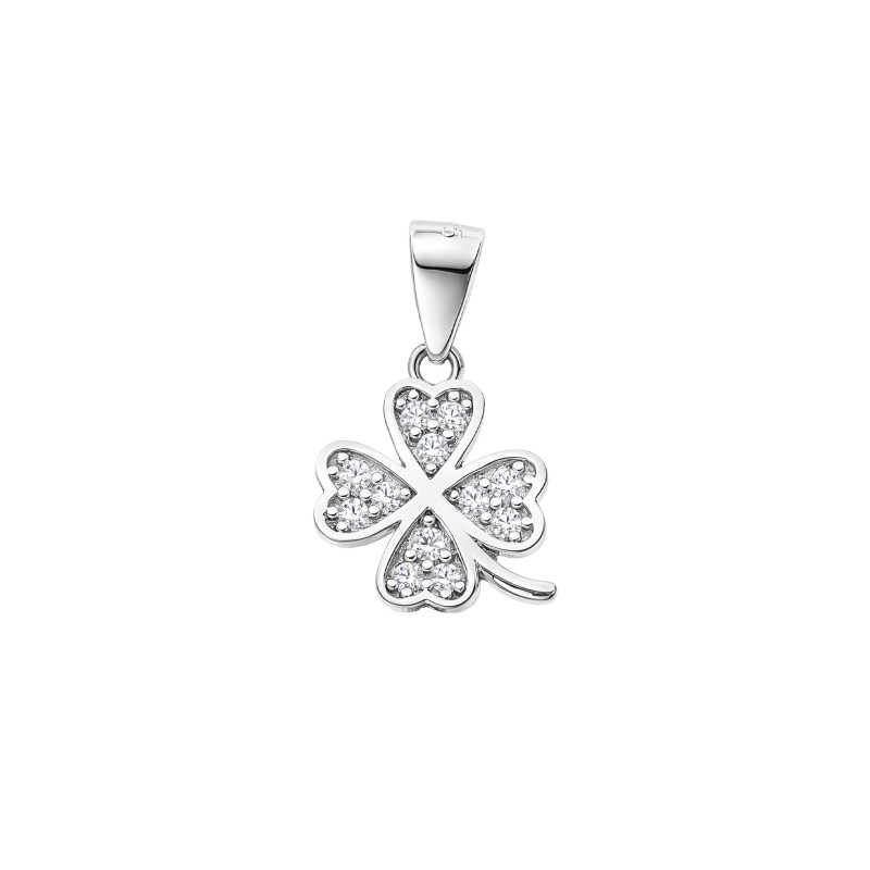 Srebrna zawieszka 925 Koniczyna z ogonkiem cyrkonie