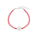 Srebrna bransoletka 925 serce cyrkonia czerwony sznurek