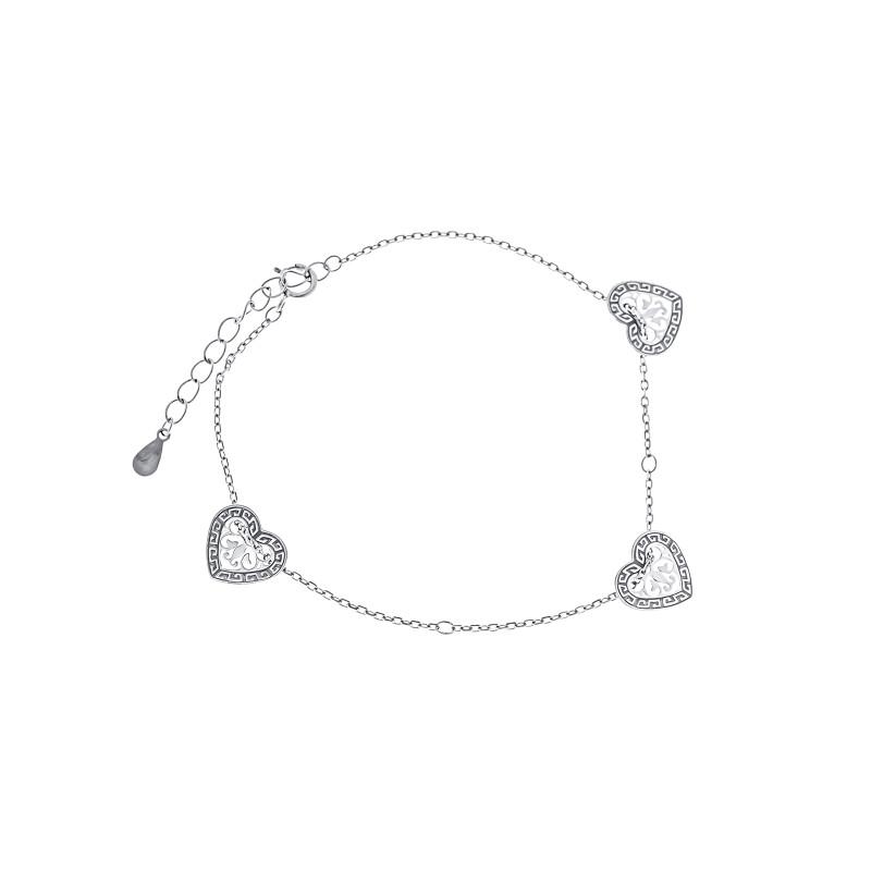 Srebrna bransoletka 925 ażurowe serca
