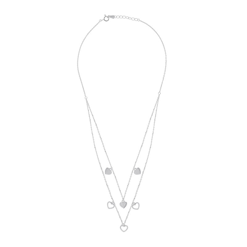Srebrny naszyjnik 925 dwa rzędy serc