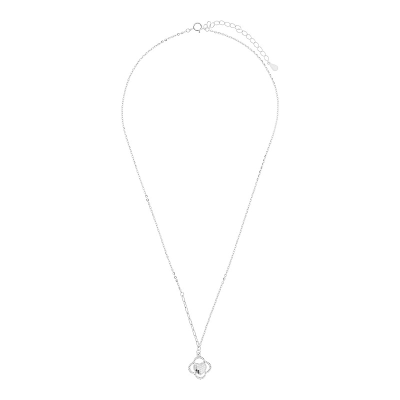 Srebrny naszyjnik 925 serce w koniczynie