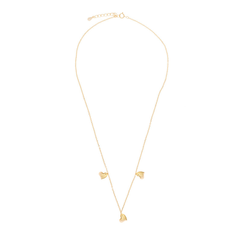 Srebrny pozłacany naszyjnik 925 trzy serca