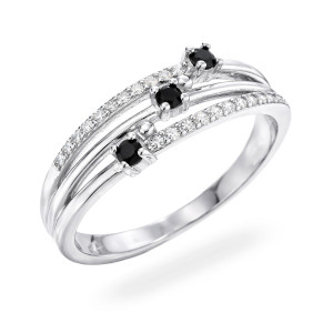 Srebrny Pierścionek 925 Czarne Cyrkonie PREZENT