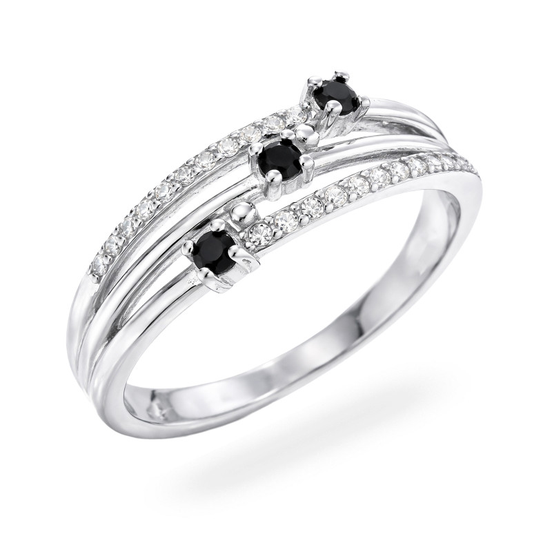 Srebrny Pierścionek 925 Czarne Cyrkonie PREZENT