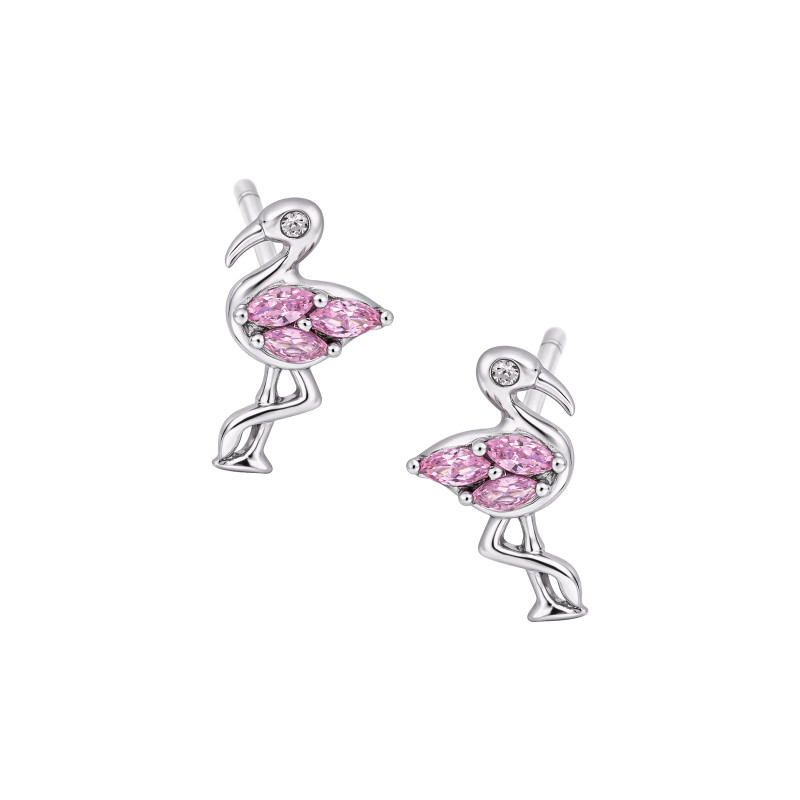 Srebrne Kolczyki 925 Srebrzysty Flaming PREZENT