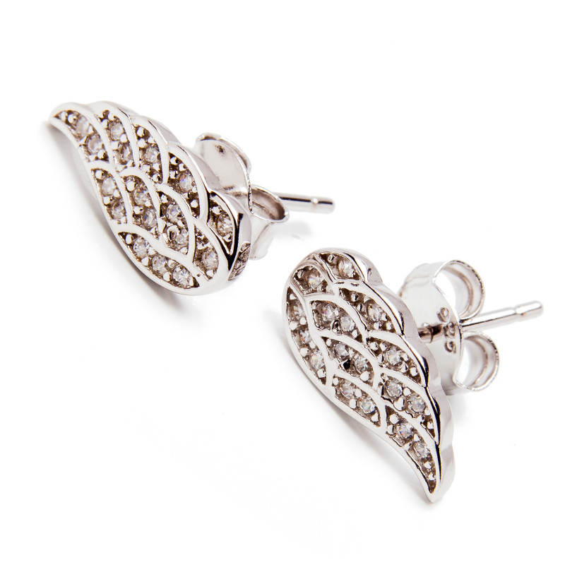 Srebrny komplet 925 skrzydło z cyrkoniami