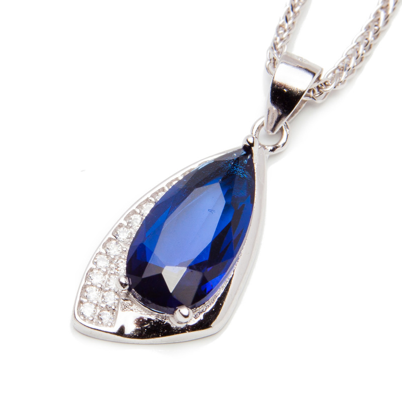 Komplet srebrny granatowa cyrkonia