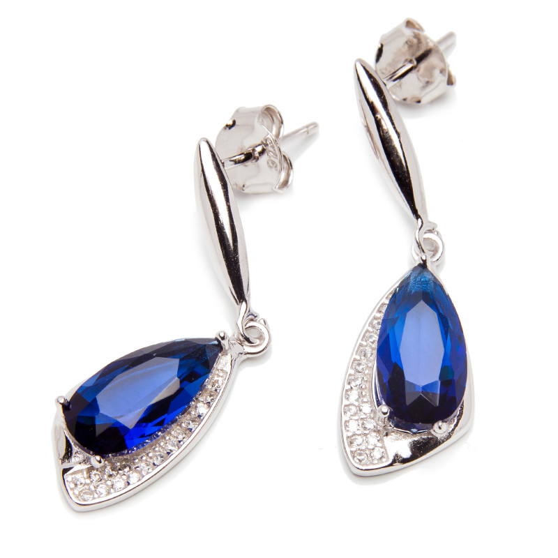 Komplet srebrny granatowa cyrkonia