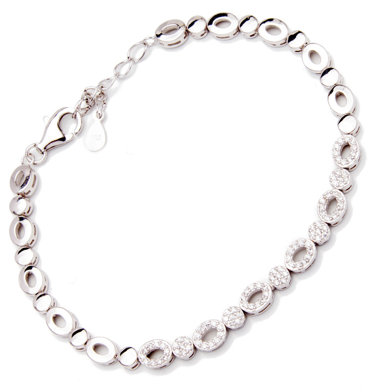 Srebrna bransoletka damska 925 koła łezki