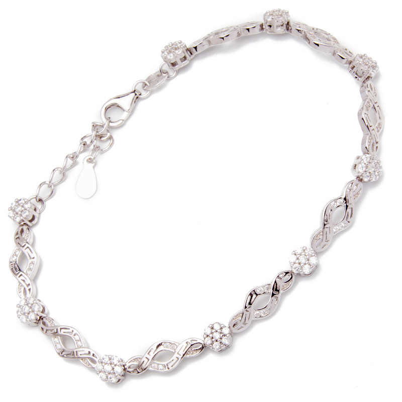 Srebrna bransoletka 925 plecione kwiaty