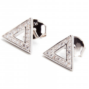 Srebrne kolczyki 925 trójkąt cyrkonie