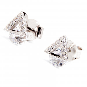 Srebrne kolczyki 925 trójkąt cyrkonia