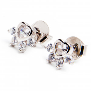 Srebrne kolczyki 925  Psia Łapka cyrkonie