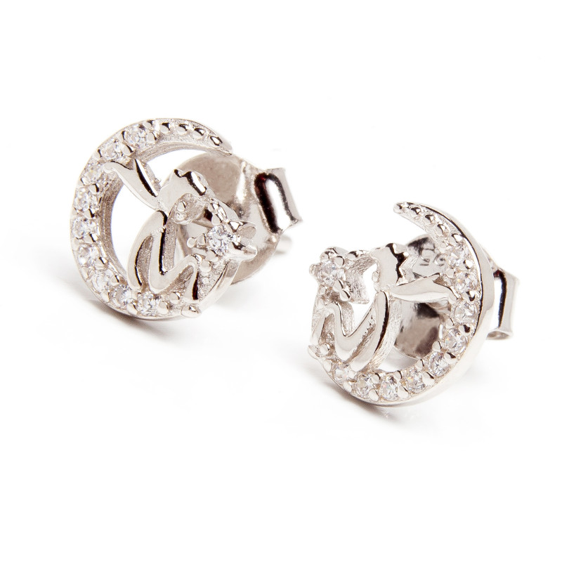 Srebrne kolczyki 925 chłopiec na księżycu