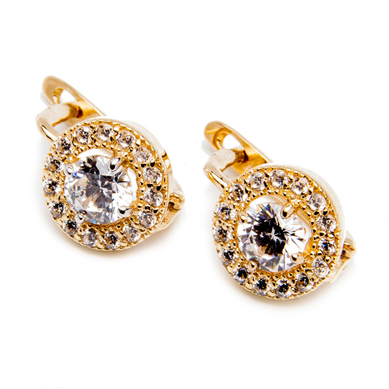 Złote kolczyki 585 Białe cyrkonie