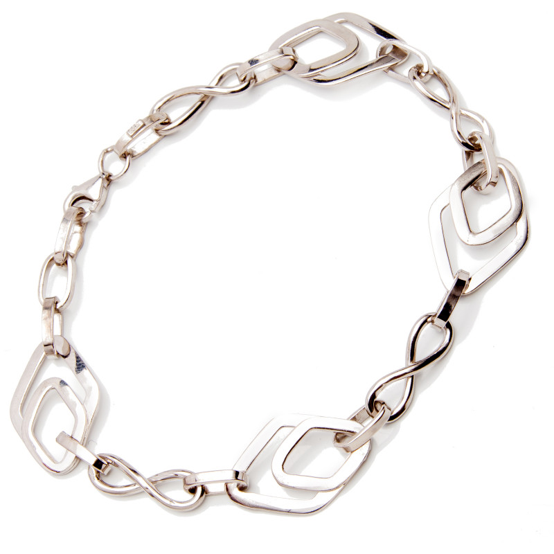 Srebrna Bransoletka 925 plecione romby nieskończoność