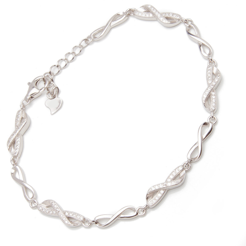 Srebrna bransoletka 925 pleciona nieskończoność