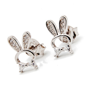 Srebrne kolczyki 925 Królik dla małej damy