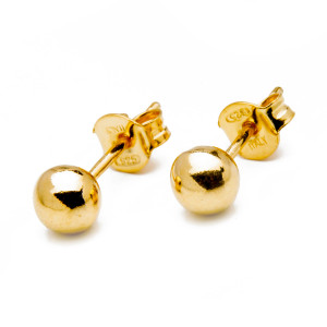 Srebrne pozłacane kolczyki 925 kulki 4 mm