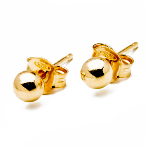 Srebrne pozłacane kolczyki kulki 5 mm