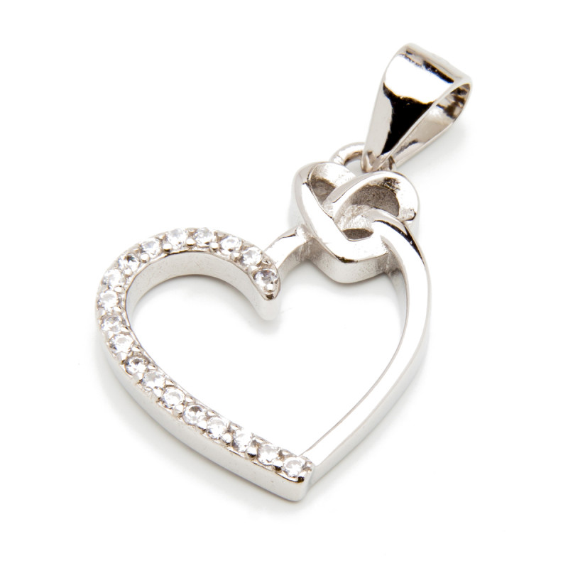 Srebrna zawieszka serce z cyrkoniami