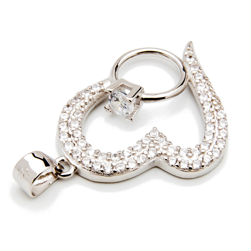 Srebrna zawieszka serce z pierścionkiem