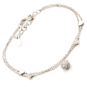 Srebrna bransoletka cyrkoniowa kulka