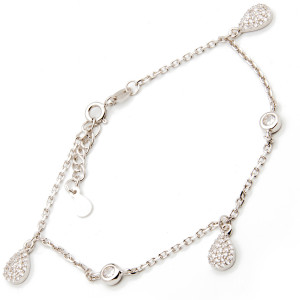 Srebrna bransoletka łezki z cyrkoniami