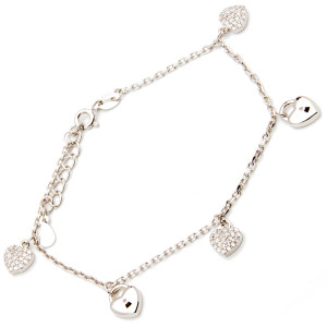 Srebrna bransoletka serca kłódki