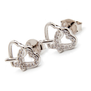 Srebrne kolczyki splecione serca