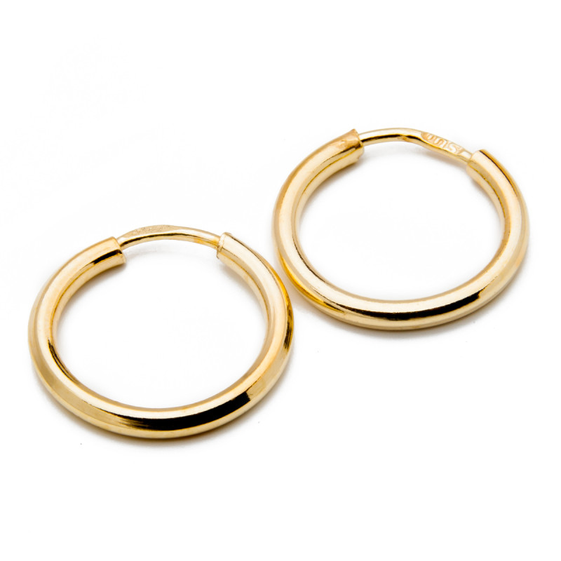 Srebrne Pozłacane kolczyki 925 Koła 12 mm