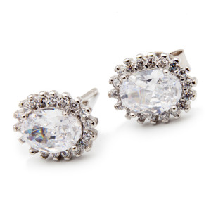 Srebrne kolczyki biała cyrkonia