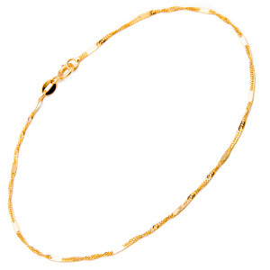 Złota Bransoletka 585 splot Singapur blaszki