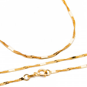 Złoty łańcuszek 585 splot Singapur blaszki 45 cm