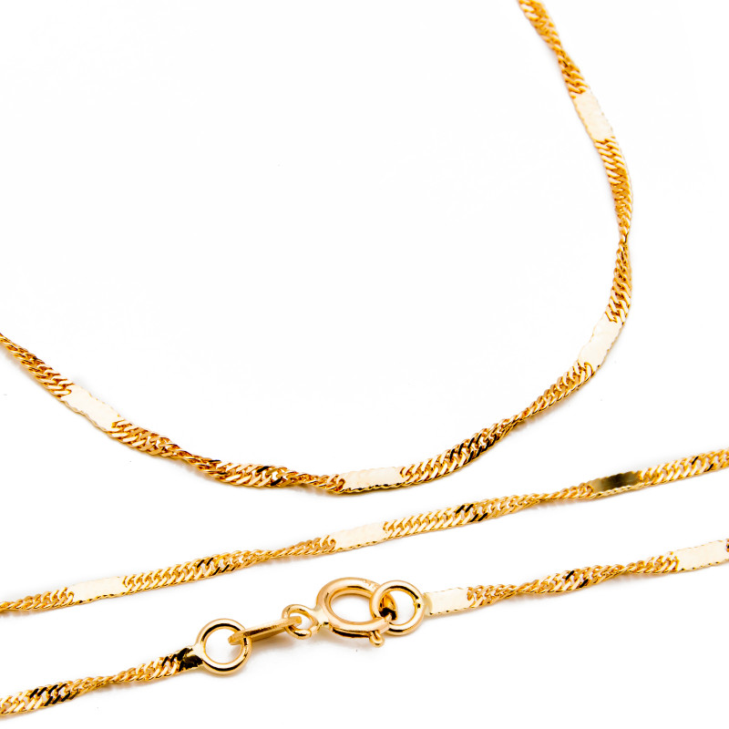 Złoty łańcuszek 585 splot Singapur blaszki 45 cm