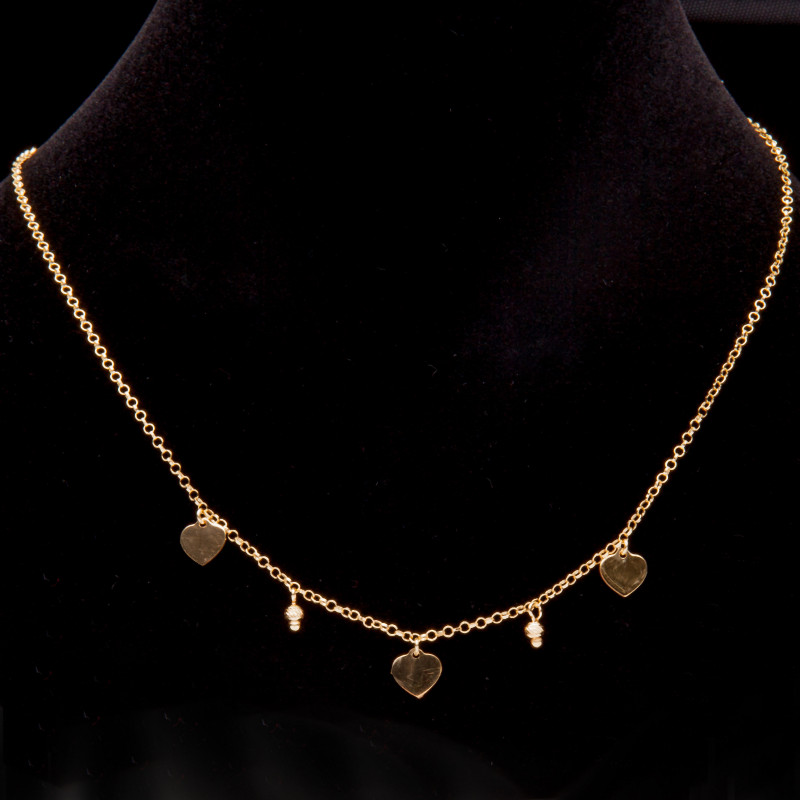 Srebrny pozłacany naszyjnik celebrytka serduszka