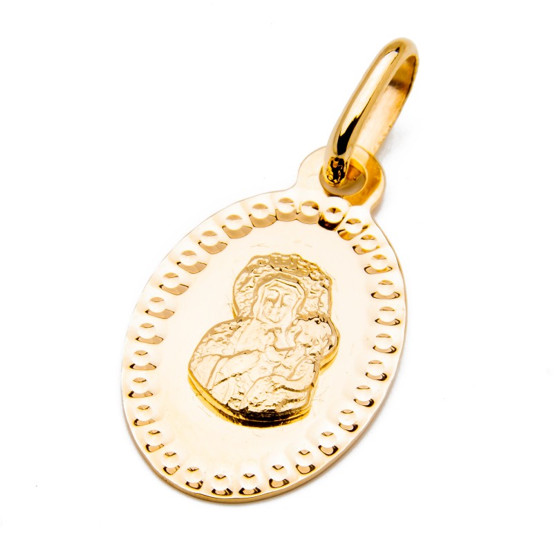 Złoty medalik 585 Lśniąca Matka Boska