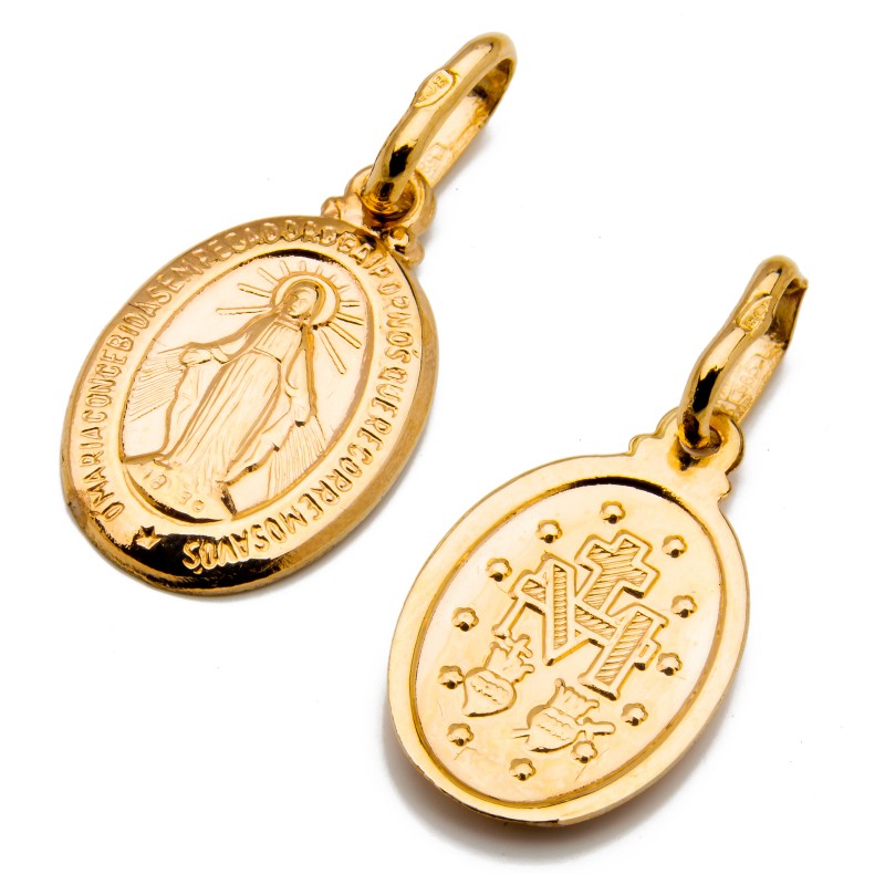 Złoty medalik 585 Matka Boska dwustronny