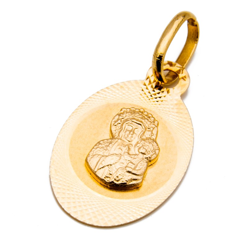 Złoty medalik 585 Matka Boska z Jezusem I