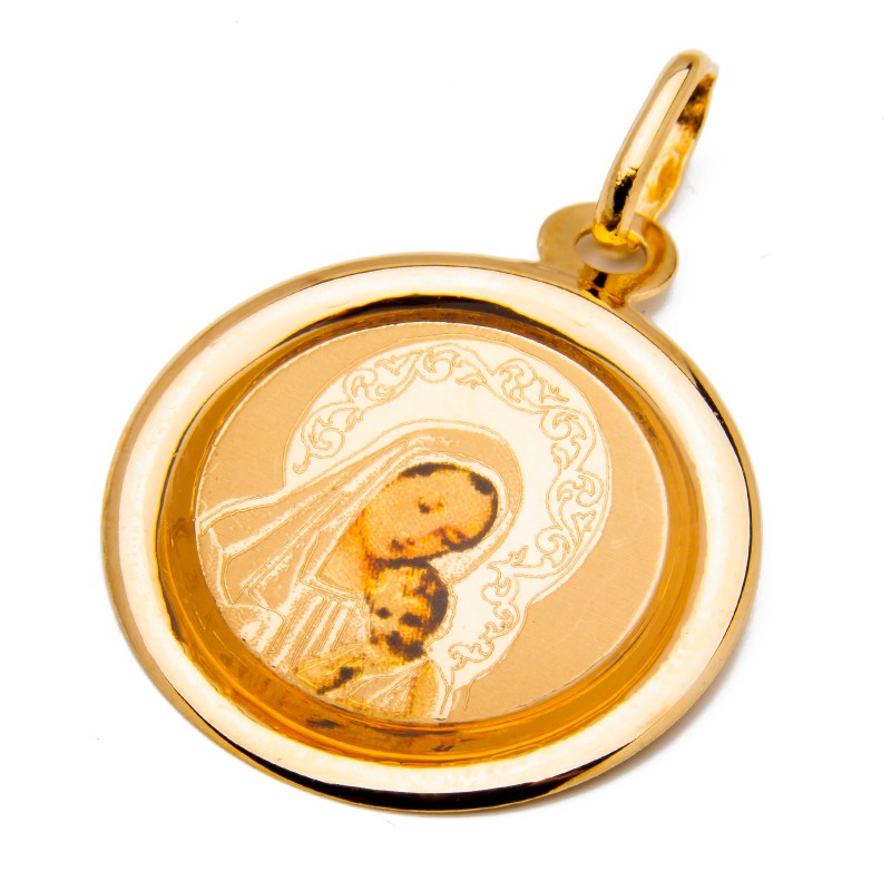 Złoty medalik 585 Matka Boska okrąg